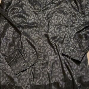 SHEIN Black Leopard Print Button Down Shirt